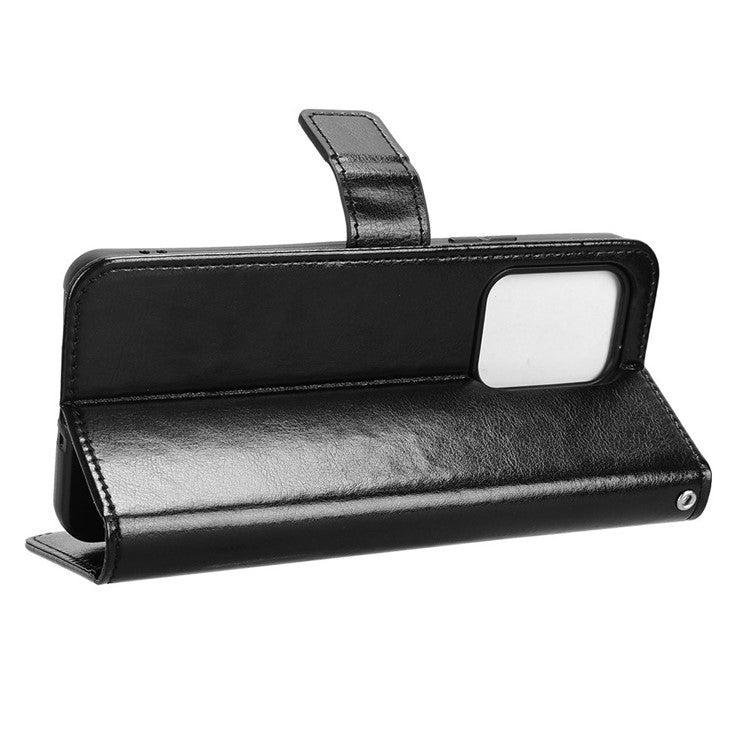 For Oppo Reno13 F 5G  /  Reno13 F 4G Case Crazy Horse Texture PU Leather Phone Wallet Cover - Black