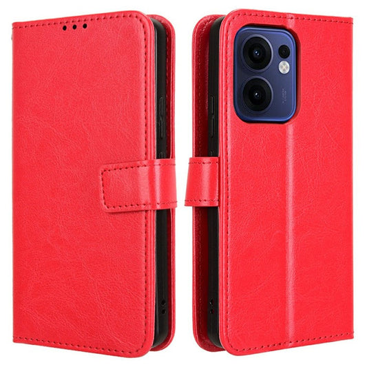 For Oppo Reno13 F 5G  /  Reno13 F 4G Case Crazy Horse Texture PU Leather Phone Wallet Cover - Red