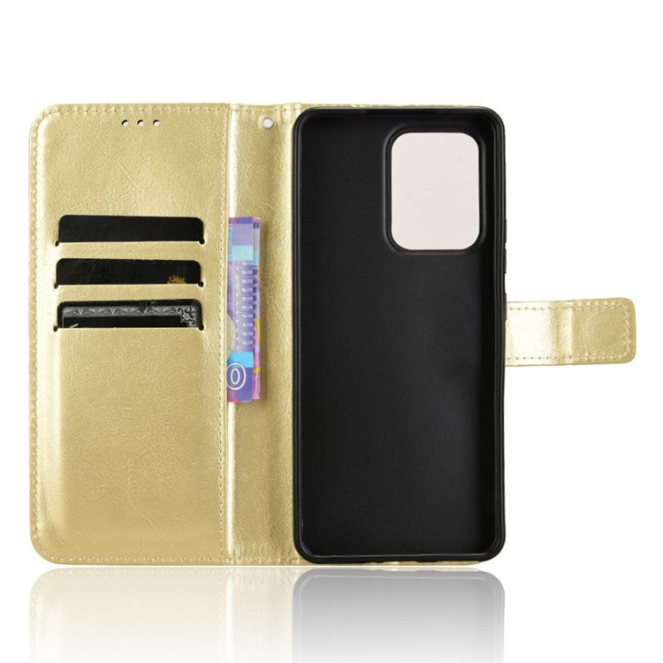 For Oppo Reno13 F 5G  /  Reno13 F 4G Case Crazy Horse Texture PU Leather Phone Wallet Cover - Gold