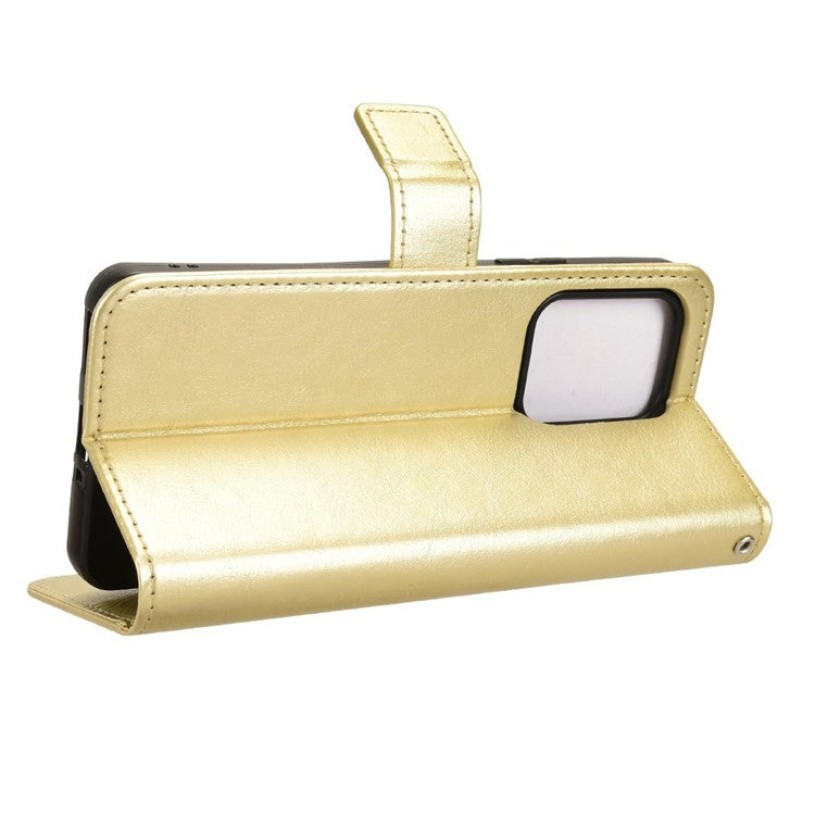 For Oppo Reno13 F 5G  /  Reno13 F 4G Case Crazy Horse Texture PU Leather Phone Wallet Cover - Gold