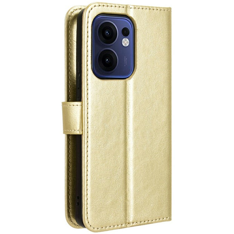 For Oppo Reno13 F 5G  /  Reno13 F 4G Case Crazy Horse Texture PU Leather Phone Wallet Cover - Gold