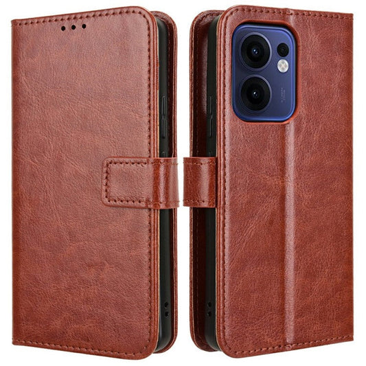 For Oppo Reno13 F 5G  /  Reno13 F 4G Case Crazy Horse Texture PU Leather Phone Wallet Cover - Brown