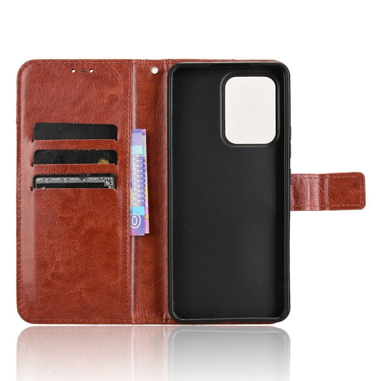 For Oppo Reno13 F 5G  /  Reno13 F 4G Case Crazy Horse Texture PU Leather Phone Wallet Cover - Brown