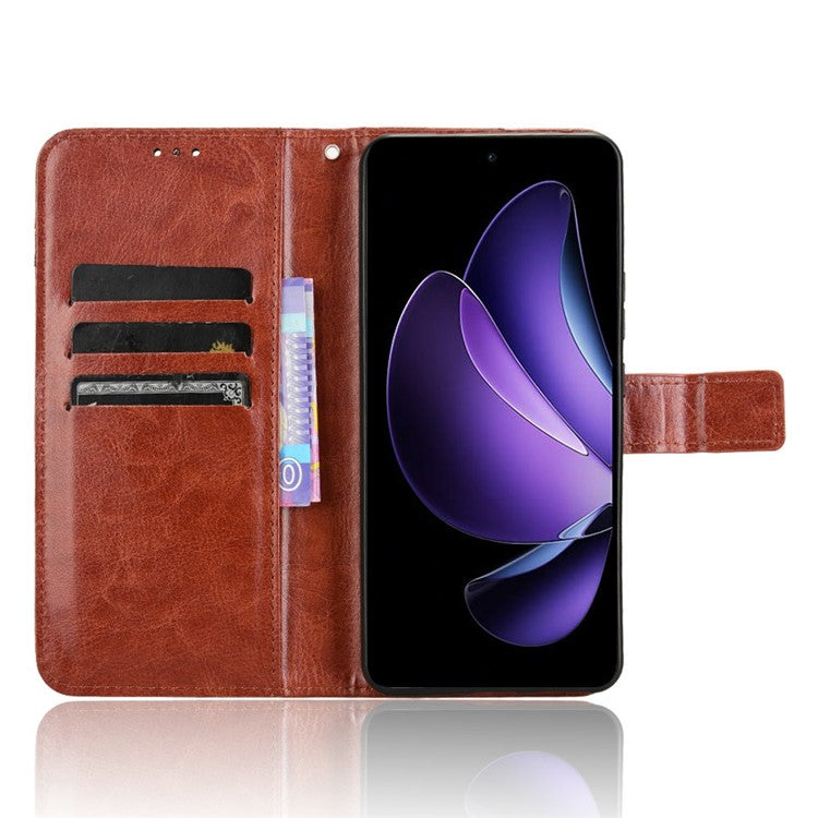 For Oppo Reno13 F 5G  /  Reno13 F 4G Case Crazy Horse Texture PU Leather Phone Wallet Cover - Brown
