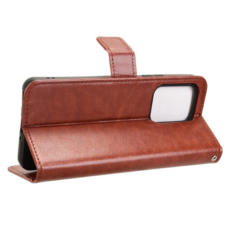 For Oppo Reno13 F 5G  /  Reno13 F 4G Case Crazy Horse Texture PU Leather Phone Wallet Cover - Brown