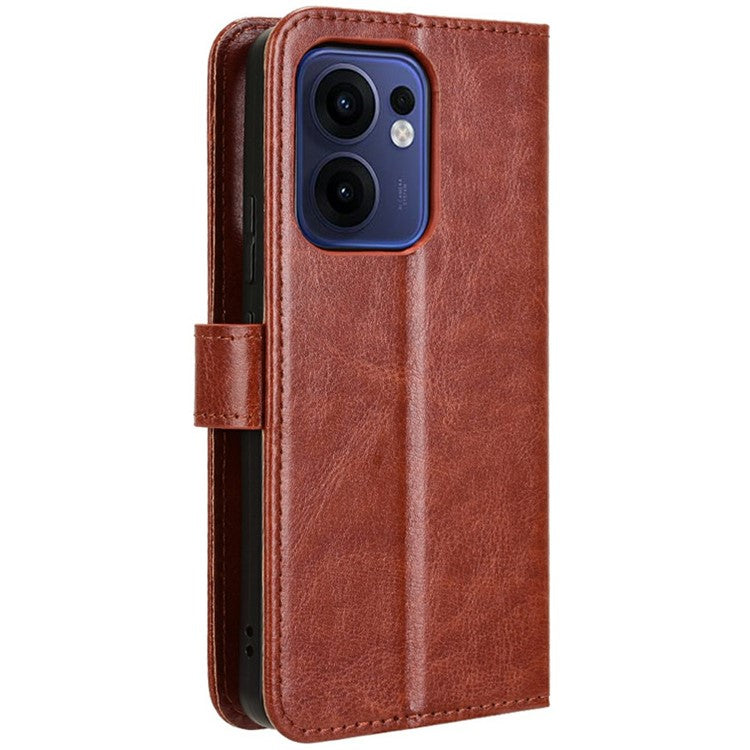 For Oppo Reno13 F 5G  /  Reno13 F 4G Case Crazy Horse Texture PU Leather Phone Wallet Cover - Brown