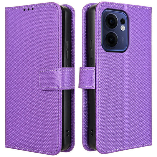 For Oppo Reno13 F 5G  /  Reno13 F 4G Case PU Leather Diamond Texture Wallet Phone Cover - Purple