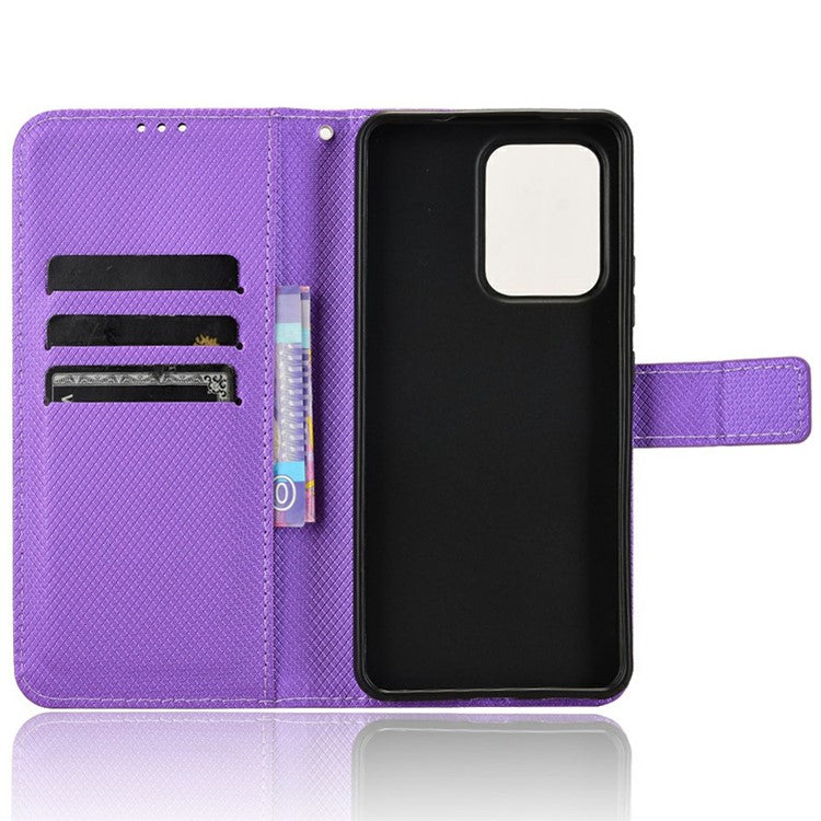 For Oppo Reno13 F 5G  /  Reno13 F 4G Case PU Leather Diamond Texture Wallet Phone Cover - Purple