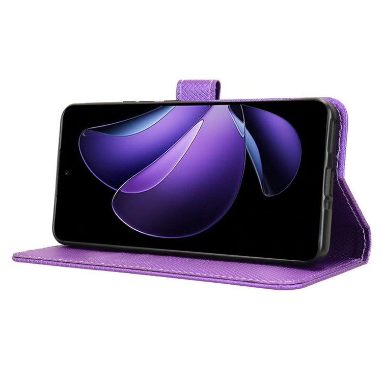 For Oppo Reno13 F 5G  /  Reno13 F 4G Case PU Leather Diamond Texture Wallet Phone Cover - Purple