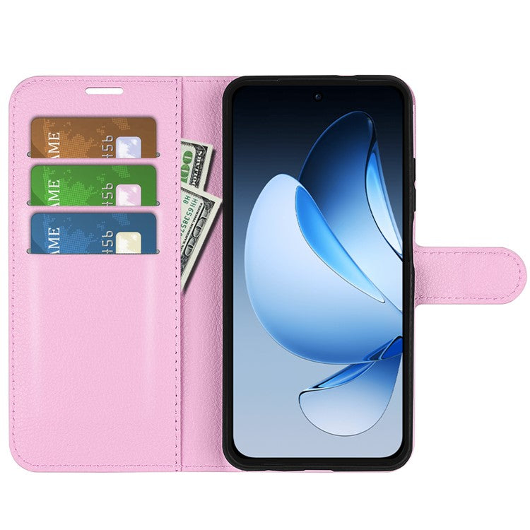 For Oppo Reno13 5G (Global) Case Litchi Texture Shockproof Leather Wallet Phone Cover - Pink