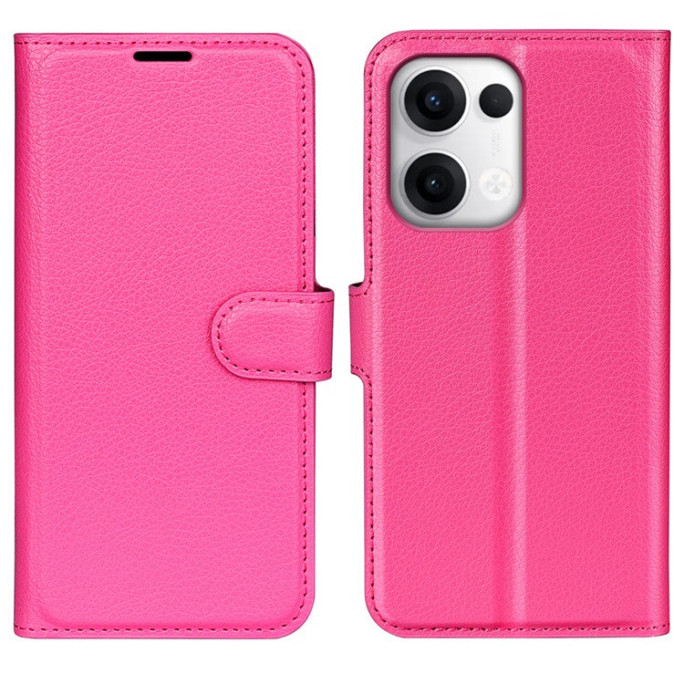 For Oppo Reno13 5G (Global) Case Litchi Texture Shockproof Leather Wallet Phone Cover - Rose