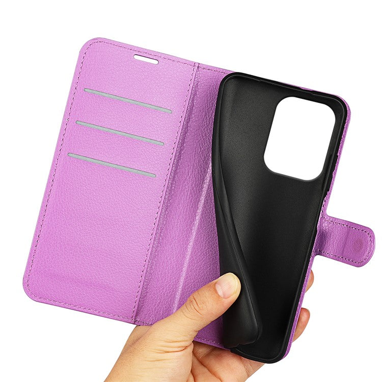 For Oppo Reno13 5G (Global) Case Litchi Texture Shockproof Leather Wallet Phone Cover - Purple