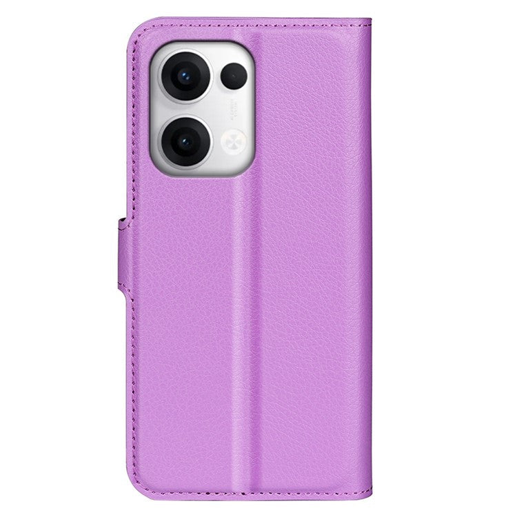 For Oppo Reno13 5G (Global) Case Litchi Texture Shockproof Leather Wallet Phone Cover - Purple