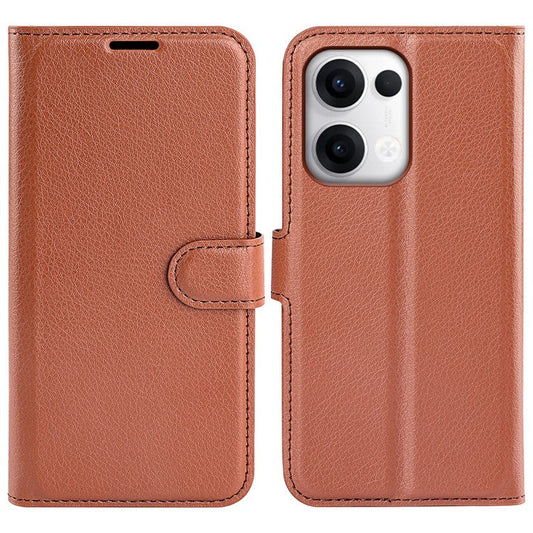 For Oppo Reno13 5G (Global) Case Litchi Texture Shockproof Leather Wallet Phone Cover - Brown
