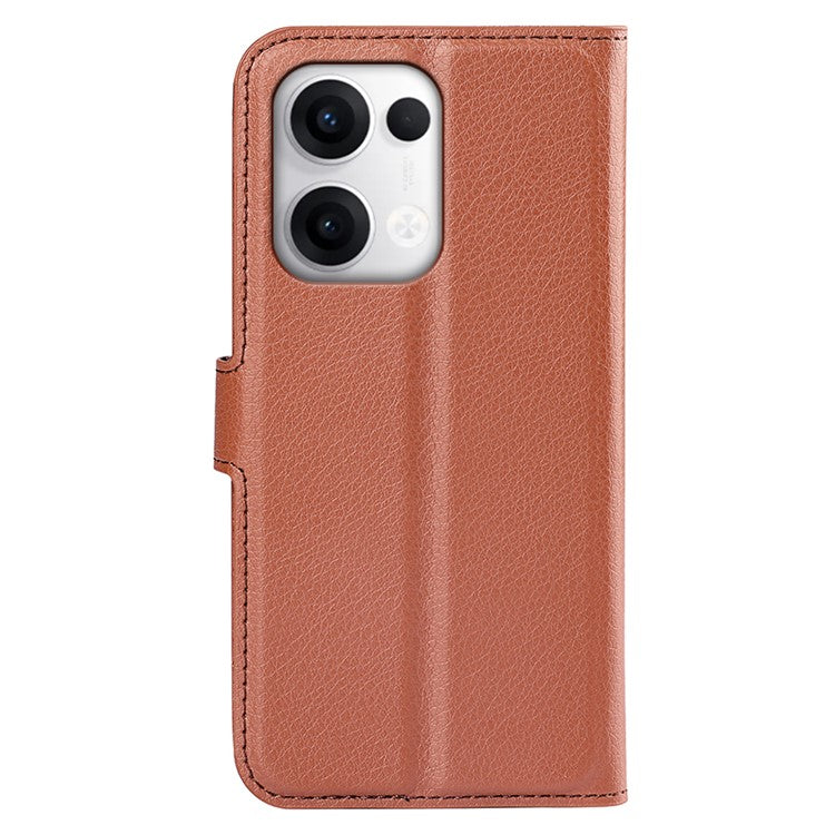 For Oppo Reno13 5G (Global) Case Litchi Texture Shockproof Leather Wallet Phone Cover - Brown