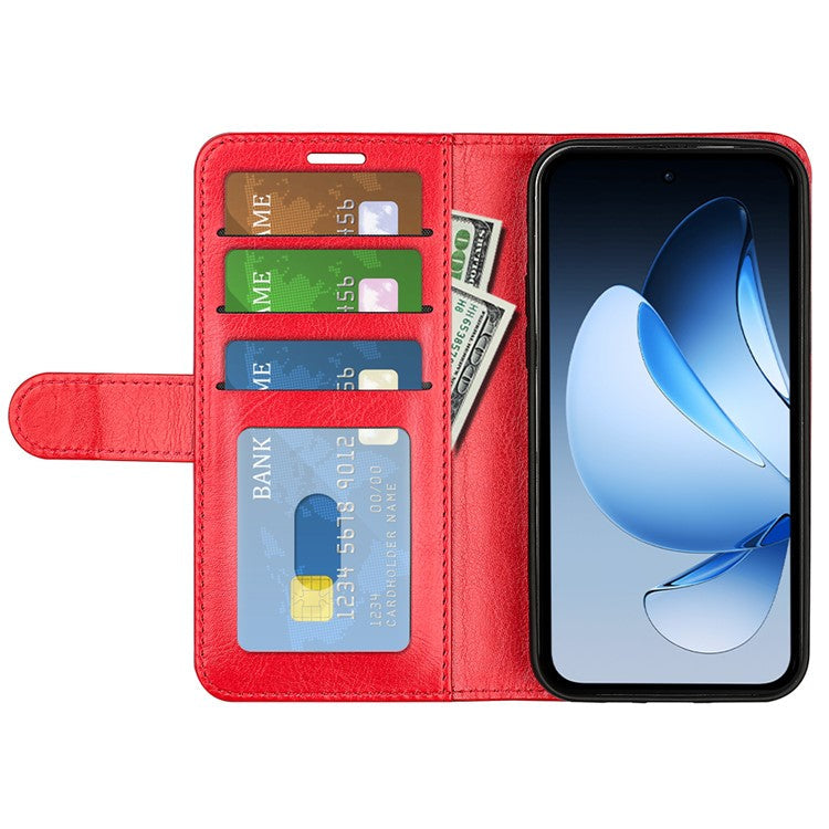 For Oppo Reno13 5G (Global) Wallet Case Crazy Horse Texture Stand Leather Phone Cover - Red