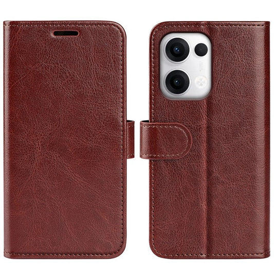 For Oppo Reno13 5G (Global) Wallet Case Crazy Horse Texture Stand Leather Phone Cover - Brown