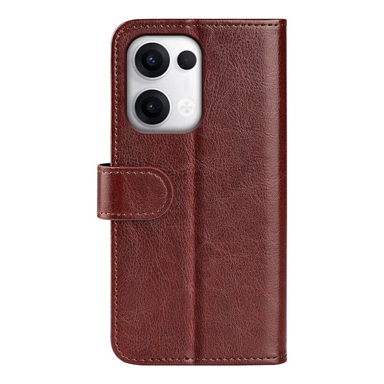 For Oppo Reno13 5G (Global) Wallet Case Crazy Horse Texture Stand Leather Phone Cover - Brown