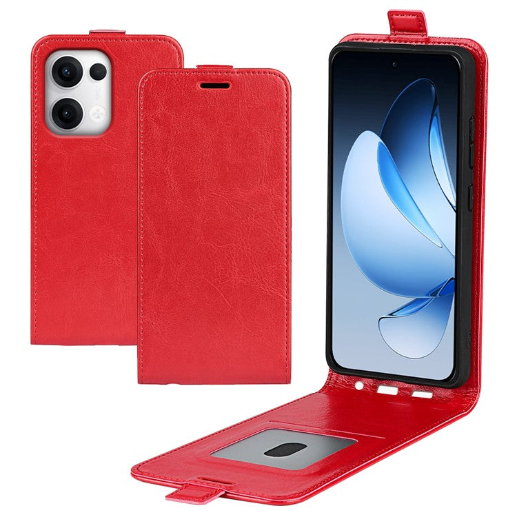 For Oppo Reno13 5G (Global) Case with Card Slots Vertical Flip Leather Phone Cover - Red