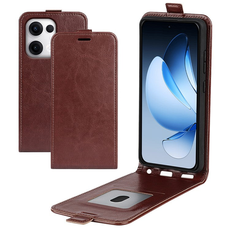 For Oppo Reno13 5G (Global) Case with Card Slots Vertical Flip Leather Phone Cover - Brown