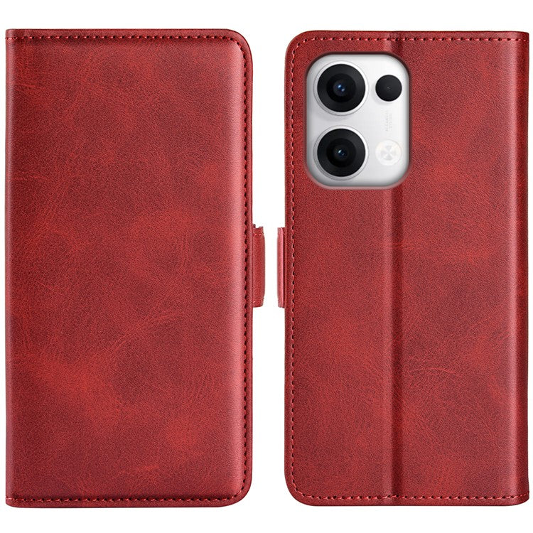 For Oppo Reno13 5G (Global) Stand Case Calf Texture Leather Wallet Phone Cover - Red