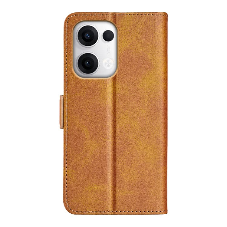 For Oppo Reno13 5G (Global) Stand Case Calf Texture Leather Wallet Phone Cover - Yellow