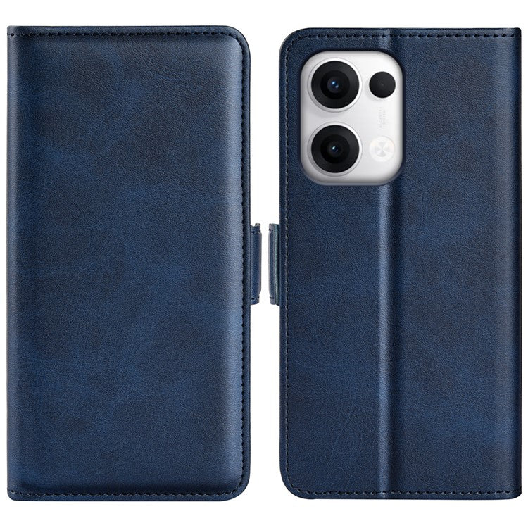 For Oppo Reno13 5G (Global) Stand Case Calf Texture Leather Wallet Phone Cover - Blue
