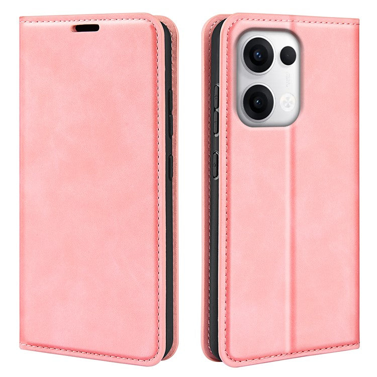 For Oppo Reno13 5G (Global) Case Skin Touch Leather Wallet Phone Cover - Pink