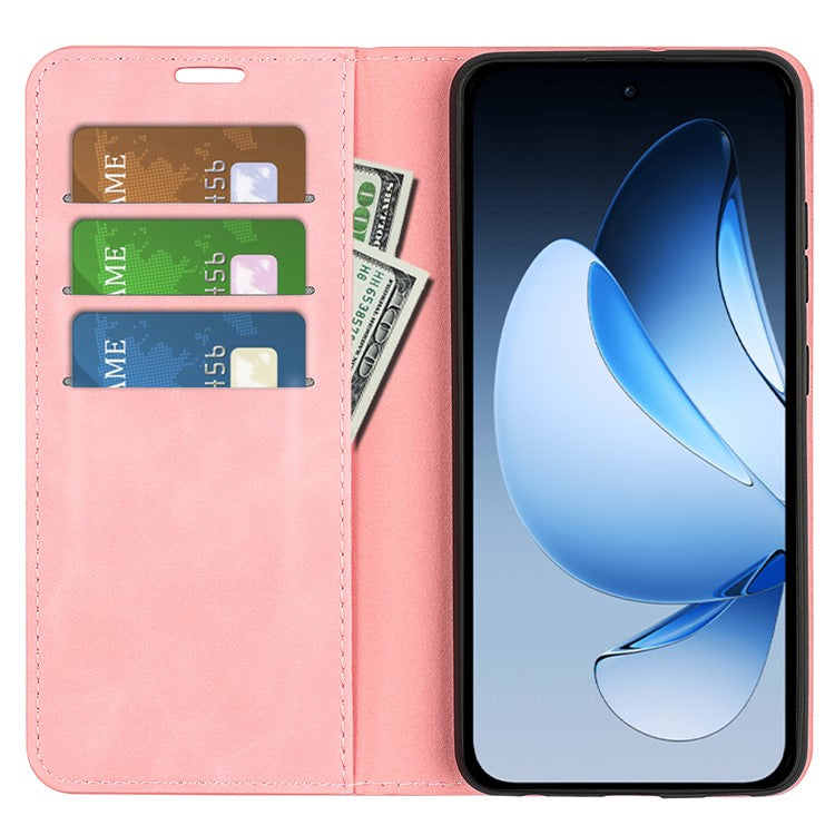 For Oppo Reno13 5G (Global) Case Skin Touch Leather Wallet Phone Cover - Pink