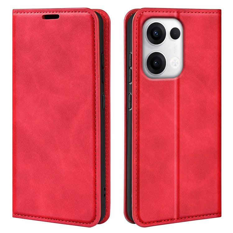 For Oppo Reno13 5G (Global) Case Skin Touch Leather Wallet Phone Cover - Red