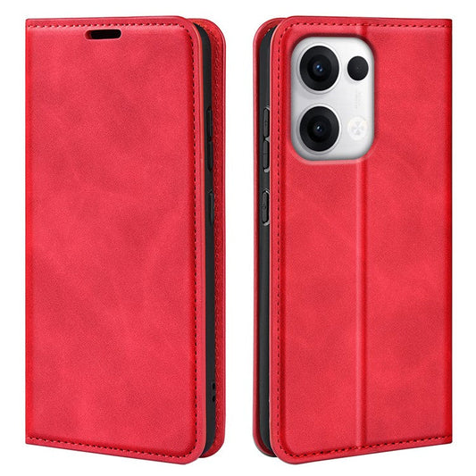 For Oppo Reno13 5G (Global) Case Skin Touch Leather Wallet Phone Cover - Red