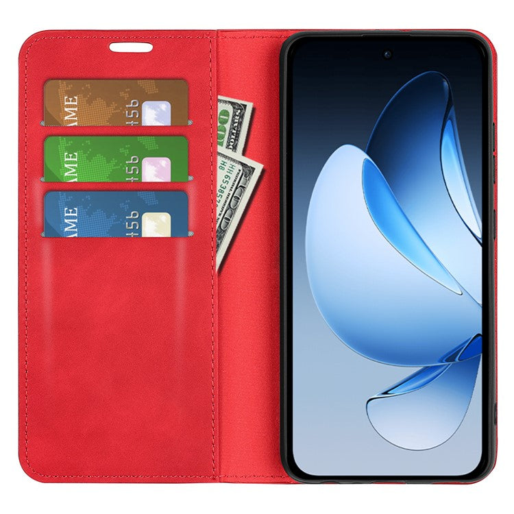 For Oppo Reno13 5G (Global) Case Skin Touch Leather Wallet Phone Cover - Red