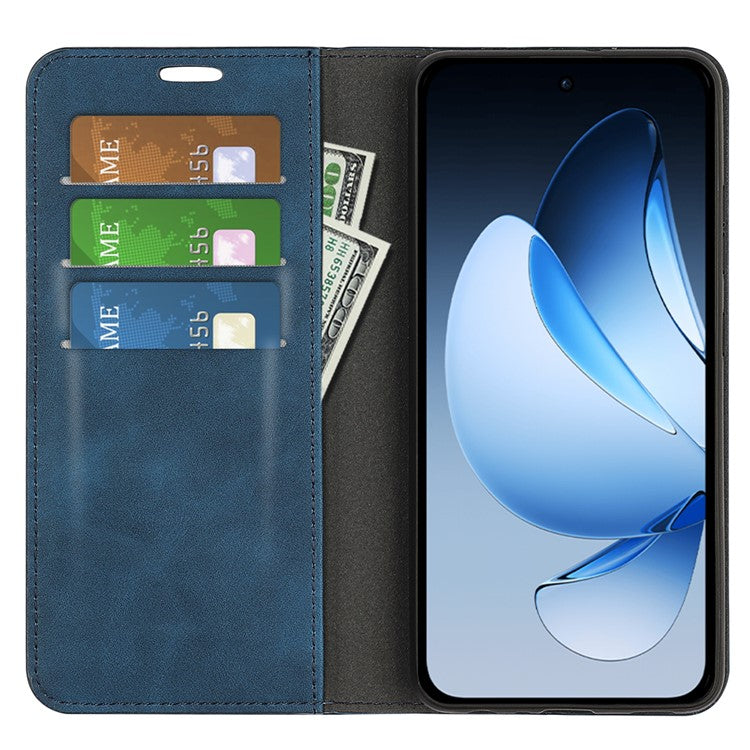 For Oppo Reno13 5G (Global) Case Skin Touch Leather Wallet Phone Cover - Blue