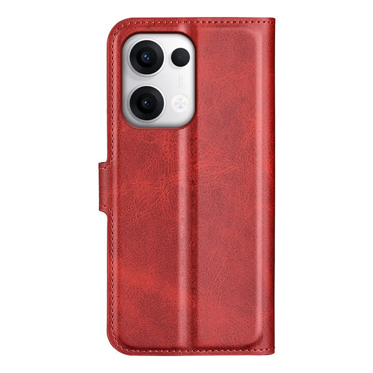 For Oppo Reno13 5G (Global) Stand Case Anti-Scratch Calf Texture Leather Phone Cover - Red