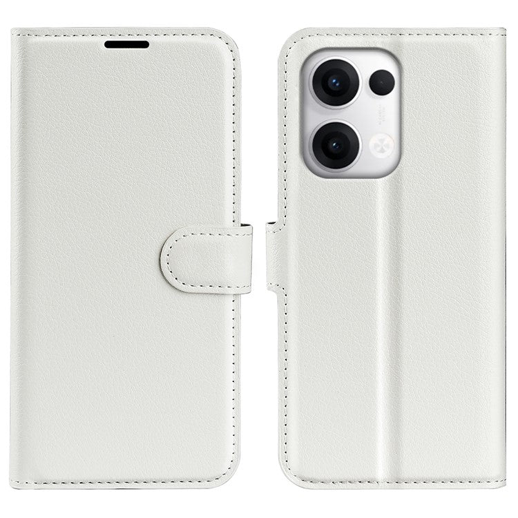 For Oppo Reno13 Pro 5G Case Litchi Texture Shockproof Leather Wallet Phone Cover - White