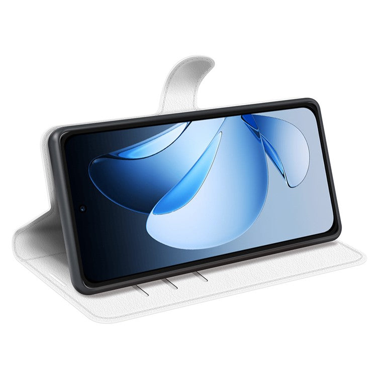 For Oppo Reno13 Pro 5G Case Litchi Texture Shockproof Leather Wallet Phone Cover - White