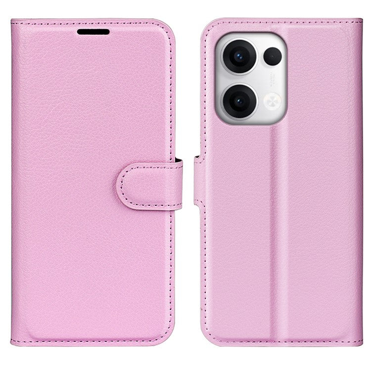 For Oppo Reno13 Pro 5G Case Litchi Texture Shockproof Leather Wallet Phone Cover - Pink