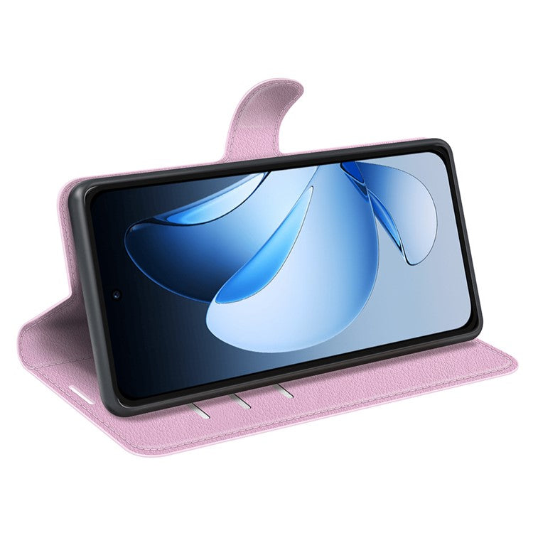 For Oppo Reno13 Pro 5G Case Litchi Texture Shockproof Leather Wallet Phone Cover - Pink