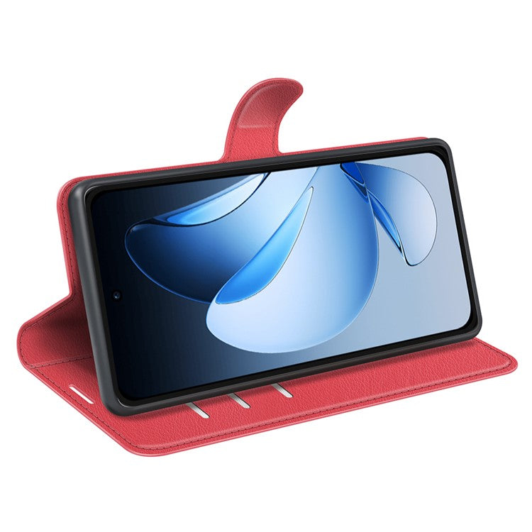 For Oppo Reno13 Pro 5G Case Litchi Texture Shockproof Leather Wallet Phone Cover - Red