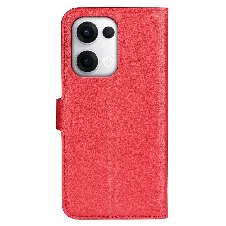 For Oppo Reno13 Pro 5G Case Litchi Texture Shockproof Leather Wallet Phone Cover - Red
