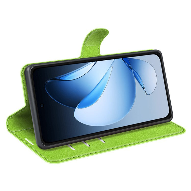 For Oppo Reno13 Pro 5G Case Litchi Texture Shockproof Leather Wallet Phone Cover - Green