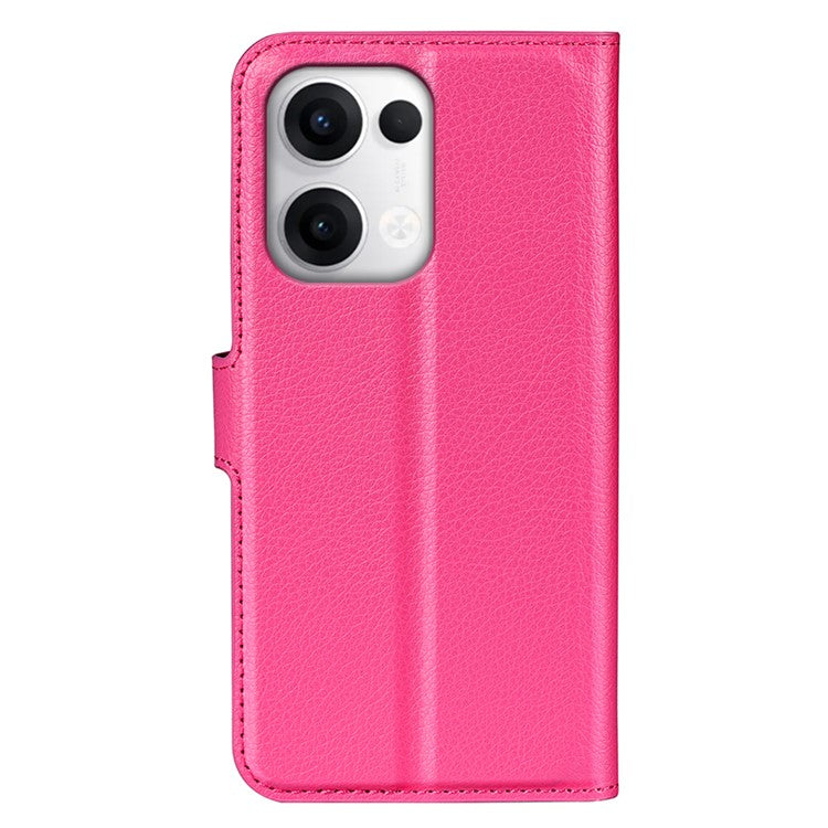 For Oppo Reno13 Pro 5G Case Litchi Texture Shockproof Leather Wallet Phone Cover - Rose