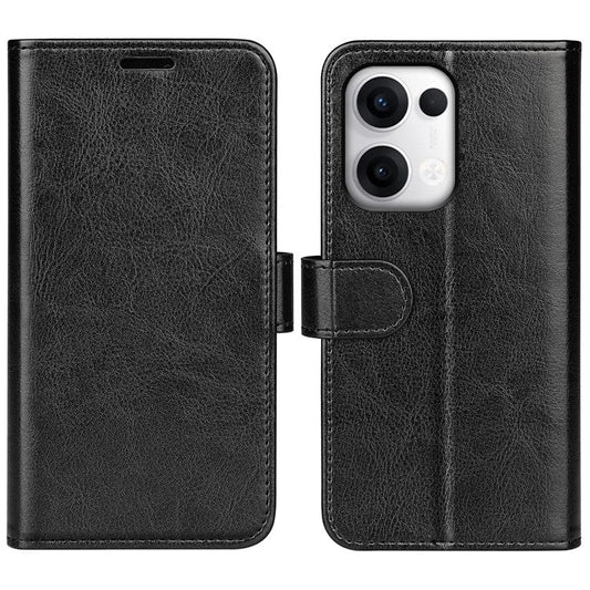 For Oppo Reno13 Pro 5G Wallet Case Crazy Horse Texture Stand Leather Phone Cover - Black