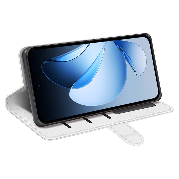 For Oppo Reno13 Pro 5G Wallet Case Crazy Horse Texture Stand Leather Phone Cover - White