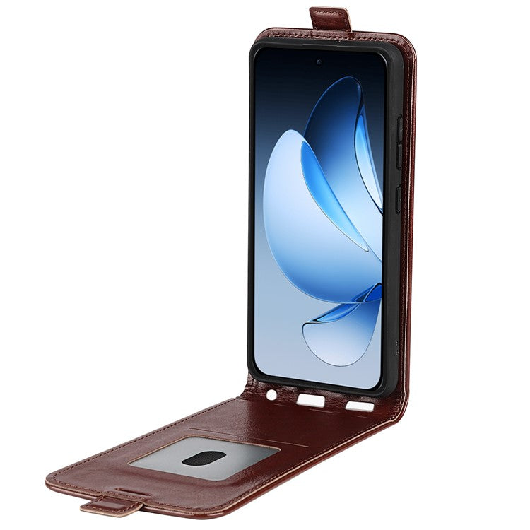 For Oppo Reno13 Pro 5G Case with Card Slots Vertical Flip Leather Phone Cover - Brown
