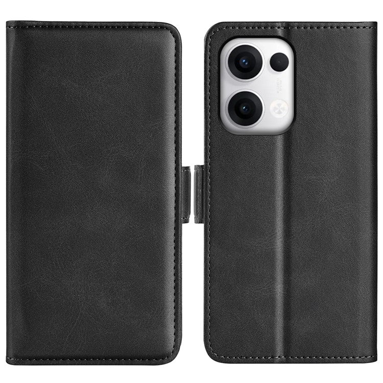For Oppo Reno13 Pro 5G Stand Case Calf Texture Leather Wallet Phone Cover - Black