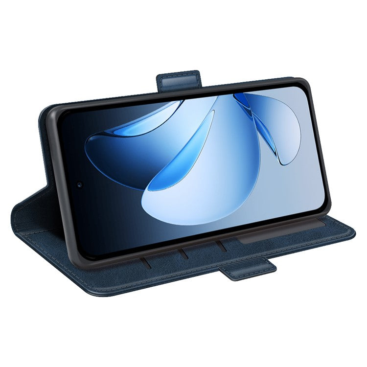 For Oppo Reno13 Pro 5G Stand Case Calf Texture Leather Wallet Phone Cover - Blue