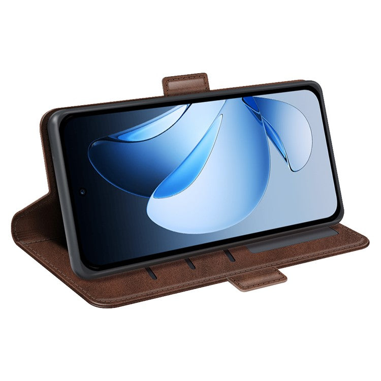 For Oppo Reno13 Pro 5G Stand Case Calf Texture Leather Wallet Phone Cover - Brown