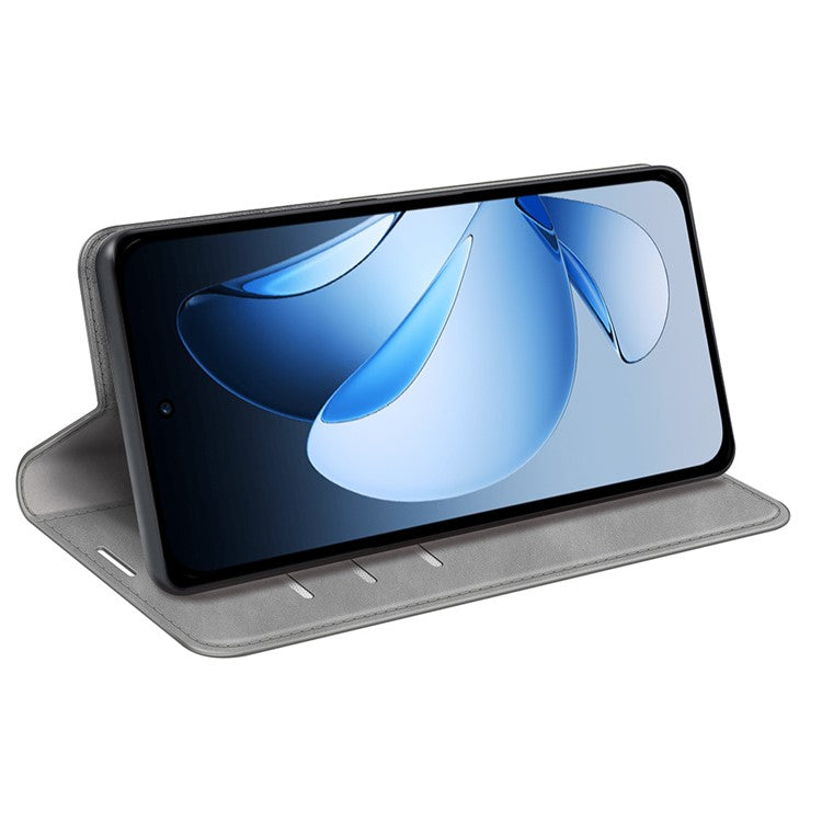 For Oppo Reno13 Pro 5G Case Skin Touch Leather Wallet Phone Cover - Grey