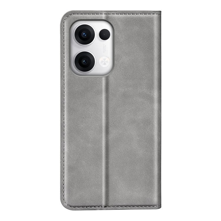 For Oppo Reno13 Pro 5G Case Skin Touch Leather Wallet Phone Cover - Grey